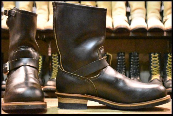 【11D 美品 PT91刺繍 98年】レッドウィング 2268 エンジニア 黒 ブラッククローム スチールトゥ ブーツ redwing HOPESMORE【GA281】