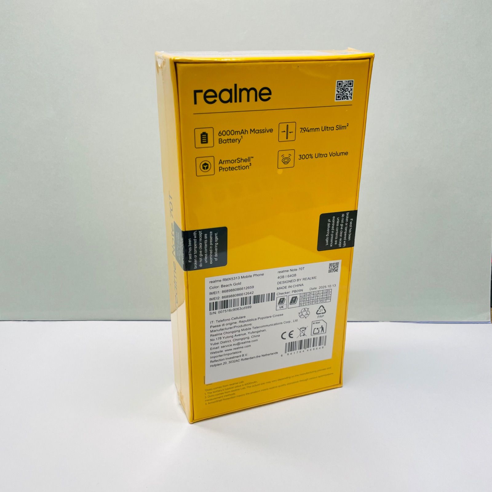 新品・未開封 realme Note 70T ゴールド RMX5313 4GB 64GB SIMフリー