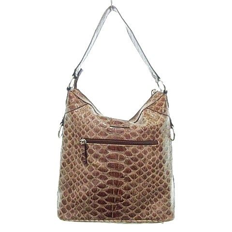 ゲス GUESS ショルダーバッグ パイソン型押し PVC 茶 ブラウン A0120