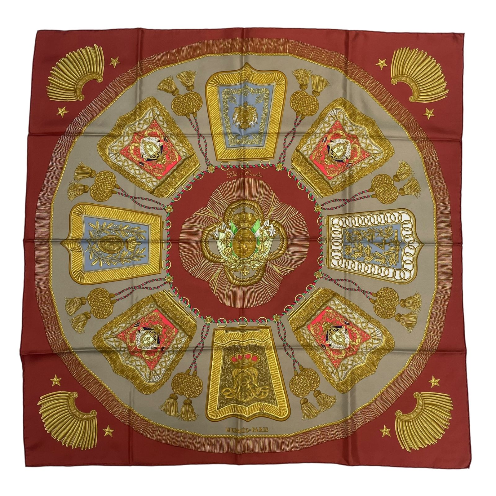 新品同様 HERMES エルメス カレ90 スカーフ シルク サーベル飾り袋