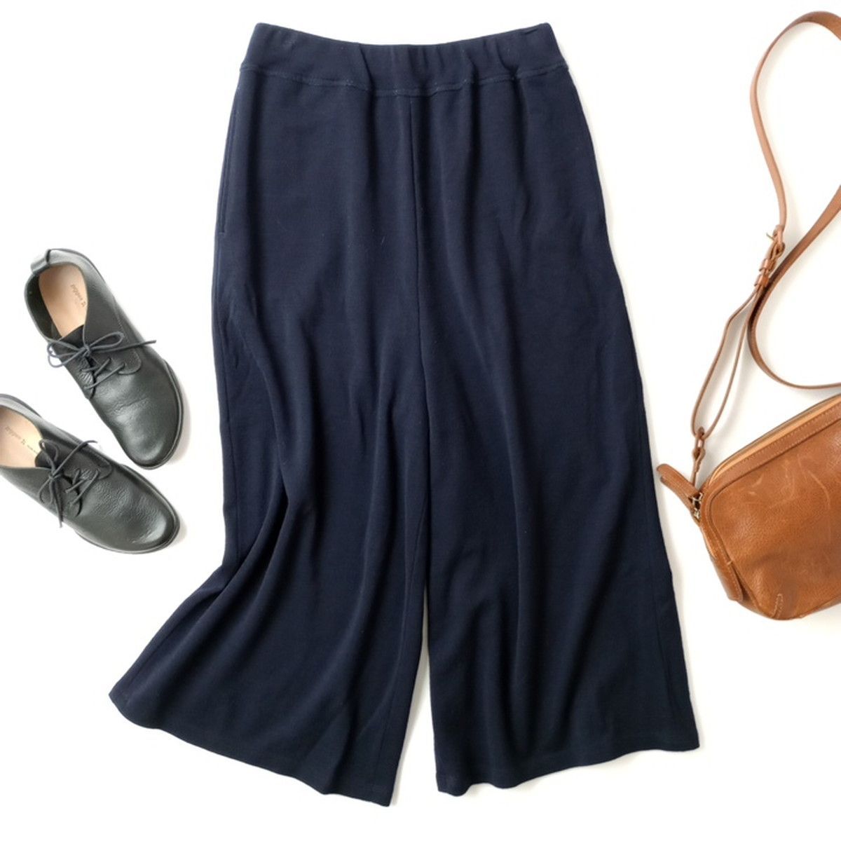 JURGEN LEHL ヨーガンレール ウール 毛 100％ ワイドパンツ ネイビー