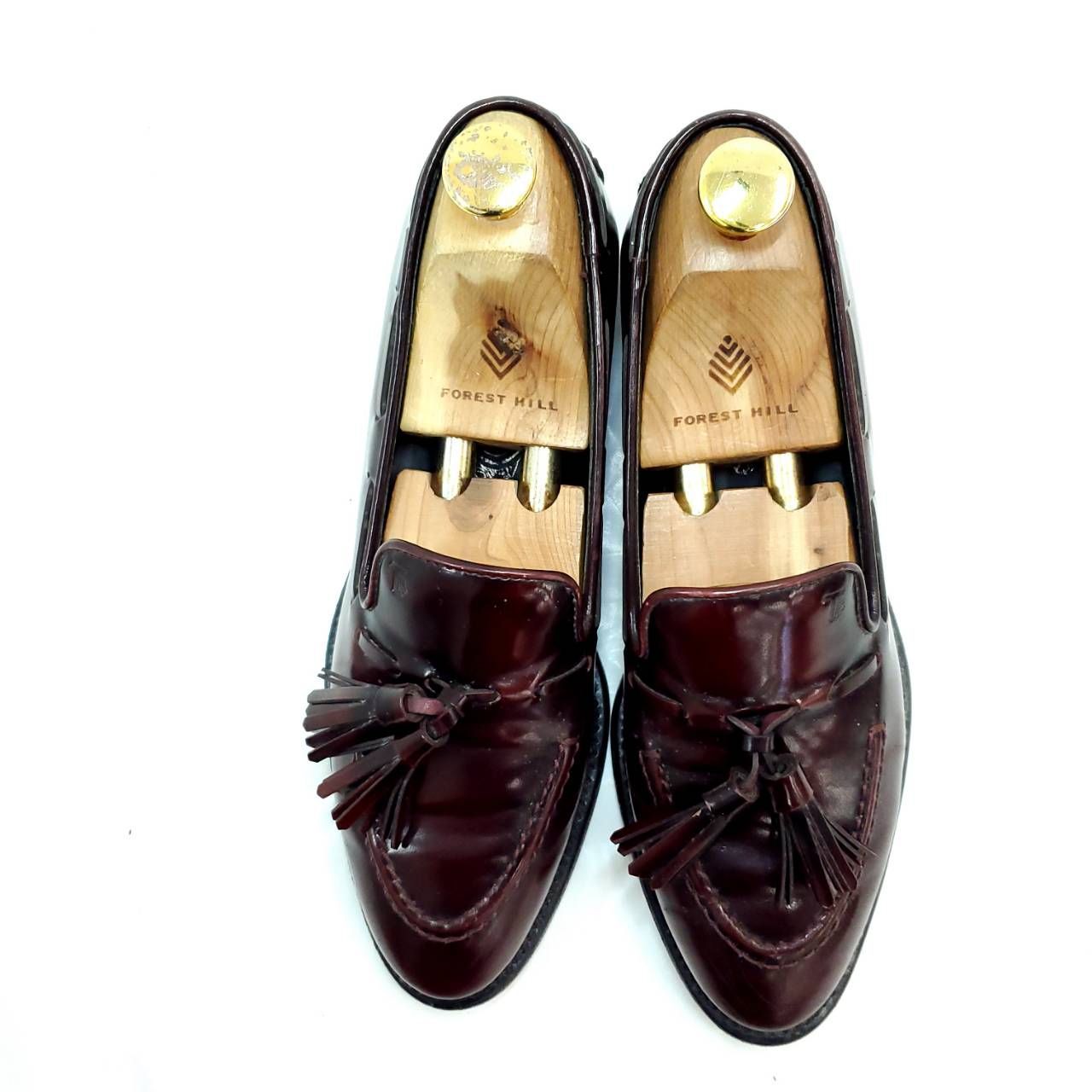 トッズ タッセルローファー ガラスレザー 本革 バーガンディ EU36