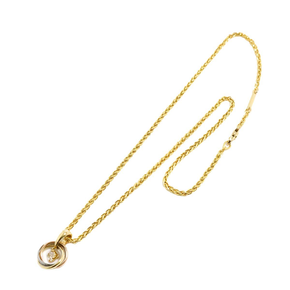 カルティエ Cartier トリニティ ダイヤ ネックレス 42cm K18 YG PG WG 