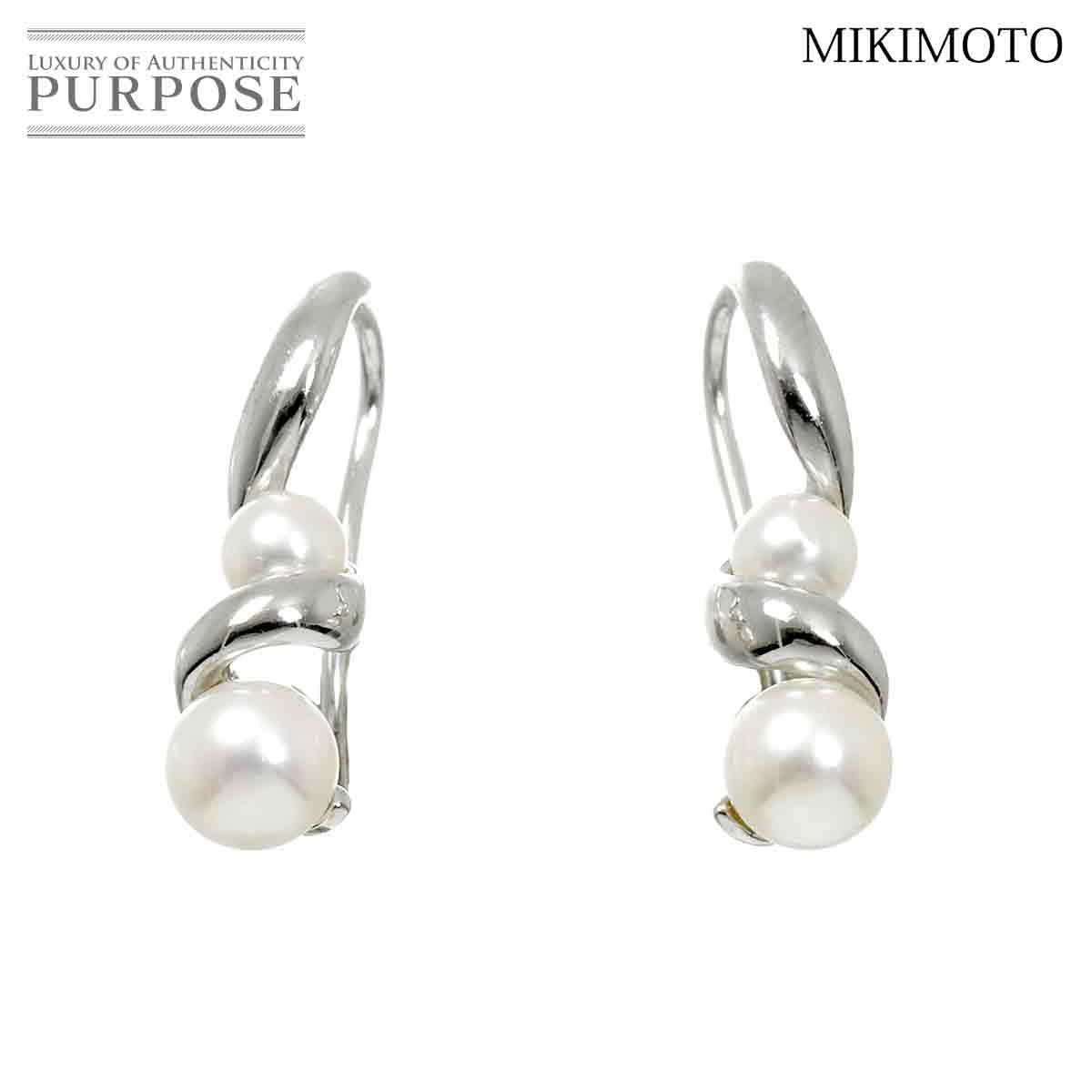 ミキモト MIKIMOTO アコヤ真珠 4.7-3.5mm ピアス K18 WG ホワイト 