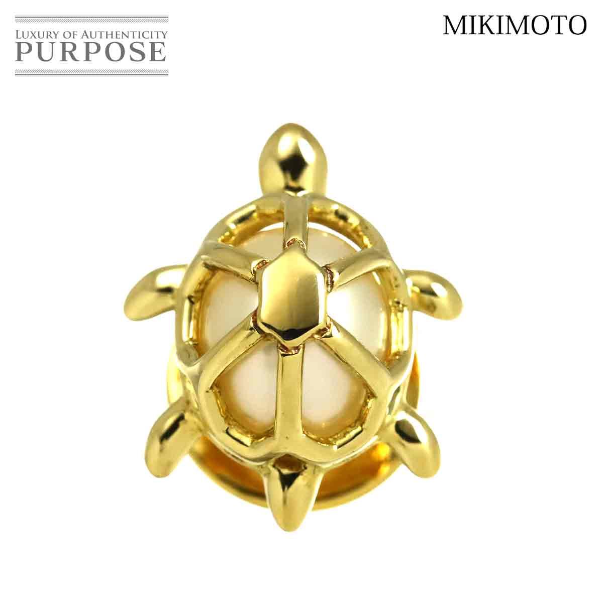 ミキモト MIKIMOTO 淡水真珠 ピンブローチ K18 YG イエローゴールド