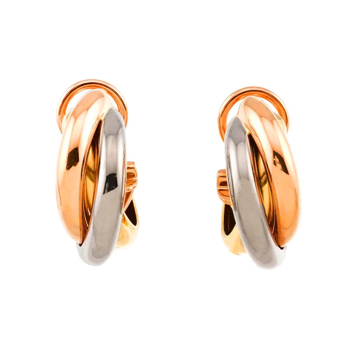 カルティエ Cartier トリニティ ピアス スリーゴールド K18 YG WG PG