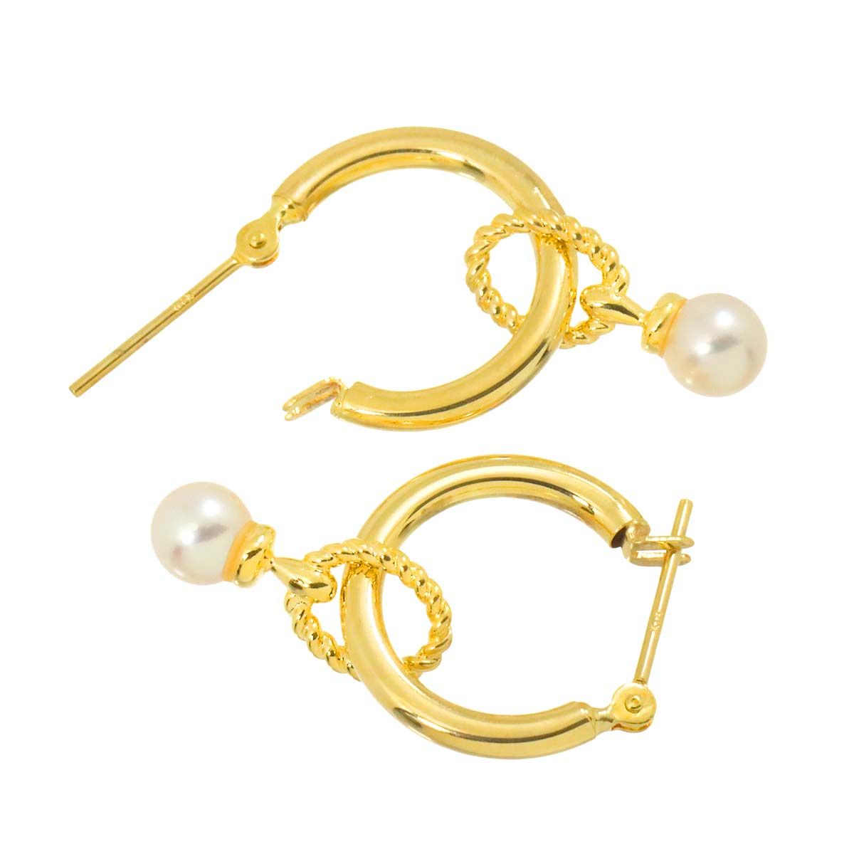 タサキ TASAKI アコヤ真珠 4.5mm ピアス K18 YG 750 パール 田崎真珠 