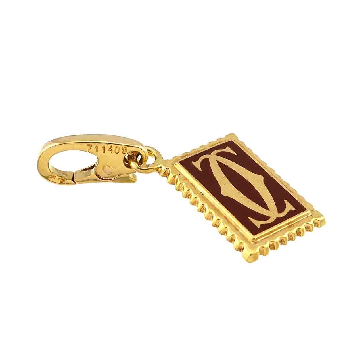 カルティエ Cartier 2C エナメル ペンダント トップ K18 YG イエロー