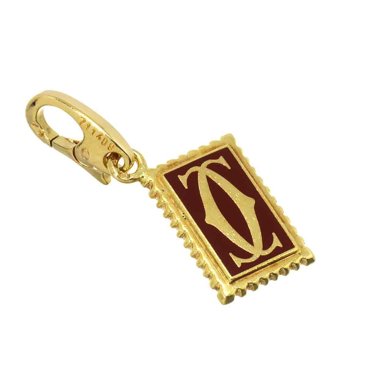 カルティエ Cartier 2C エナメル ペンダント トップ K18 YG イエロー