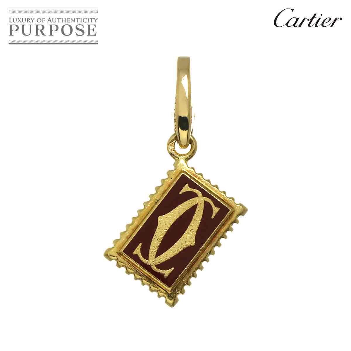 カルティエ Cartier 2C エナメル ペンダント トップ K18 YG イエロー