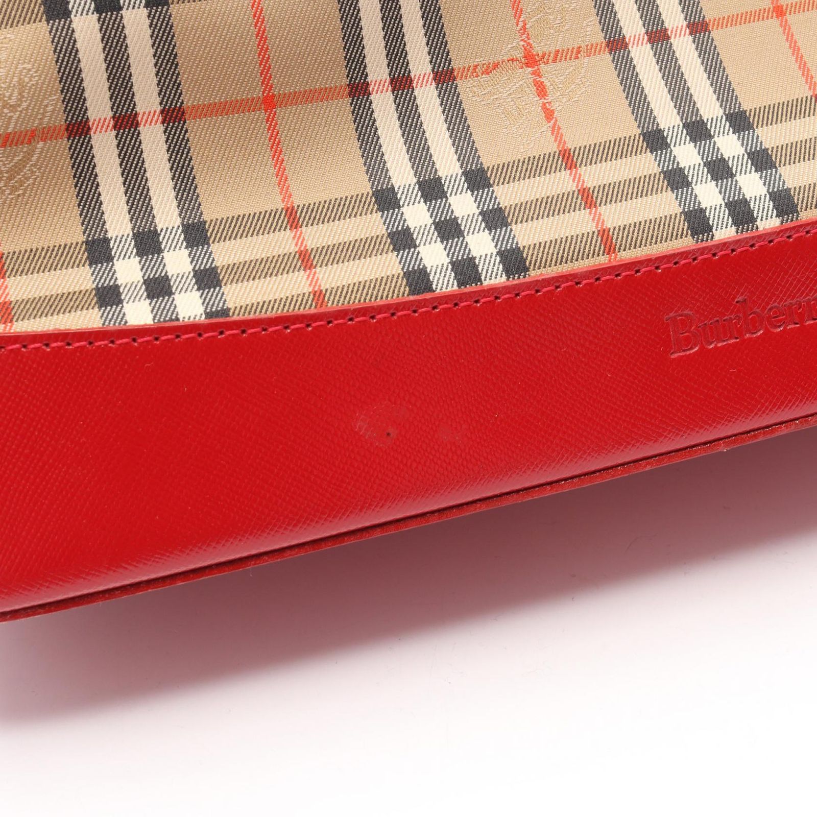 バーバリー BURBERRY ハンドバッグ ノバチェック ベージュ/レッド