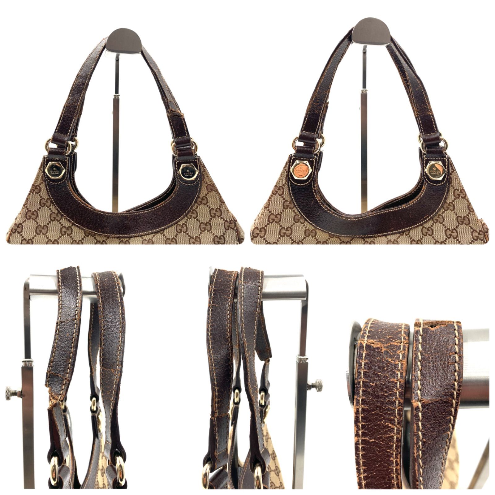 GUCCI グッチ GGキャンバス×レザー ワンショルダーバッグ ブラウン