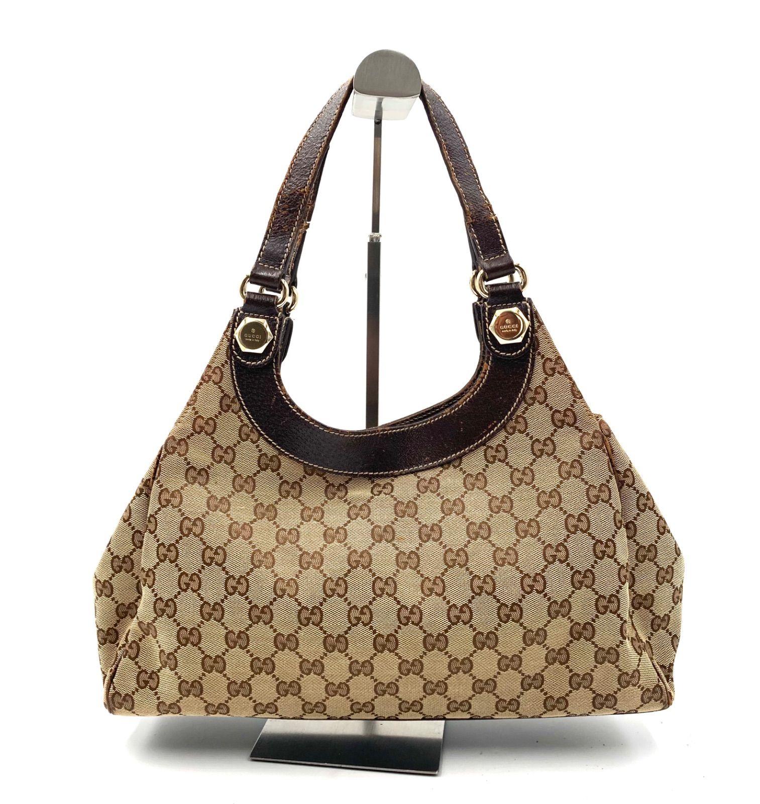 GUCCI グッチ GGキャンバス×レザー ワンショルダーバッグ ブラウン