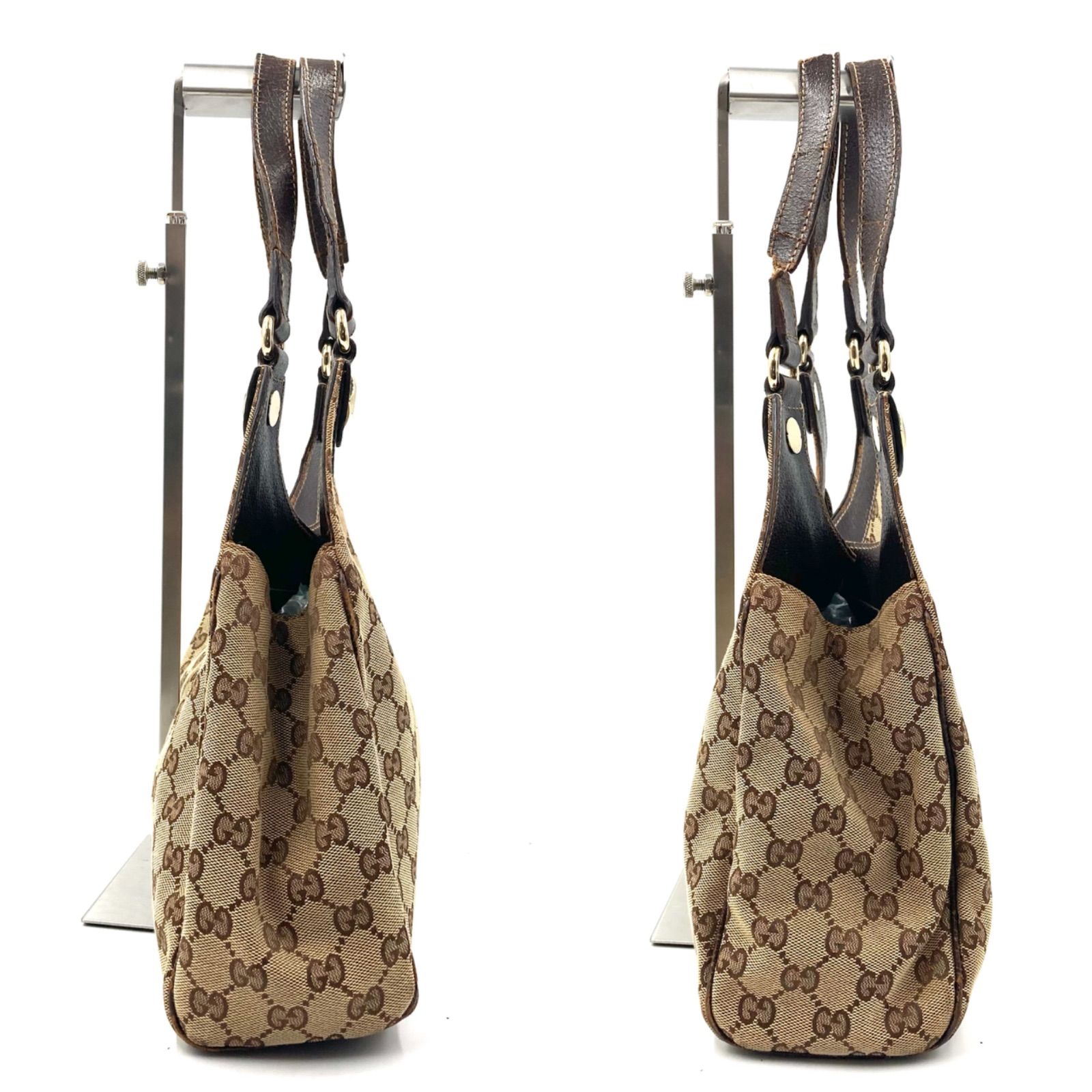 GUCCI グッチ GGキャンバス×レザー ワンショルダーバッグ ブラウン