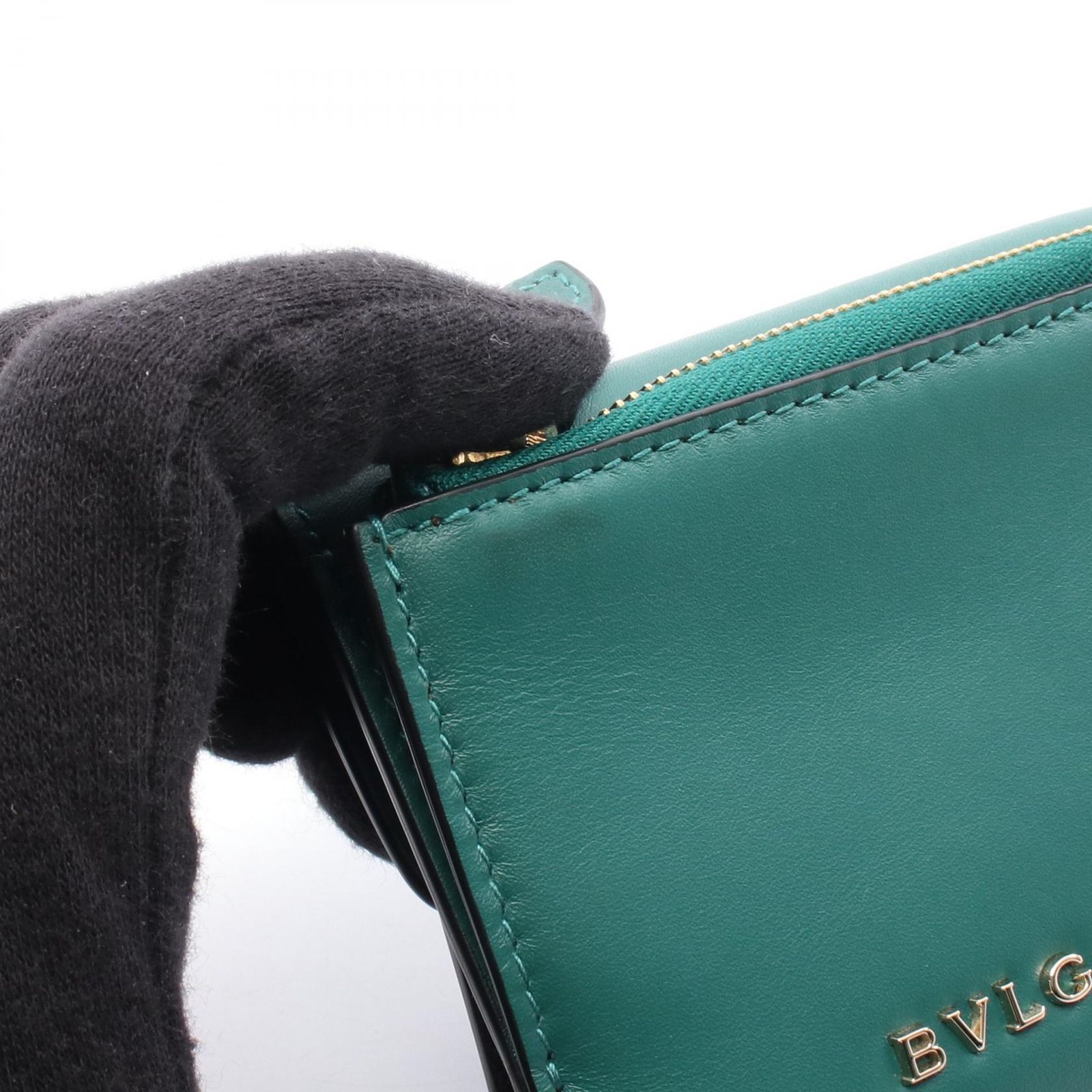 ブルガリ BVLGARI 三つ折り財布 セルペンティ グリーン レザー