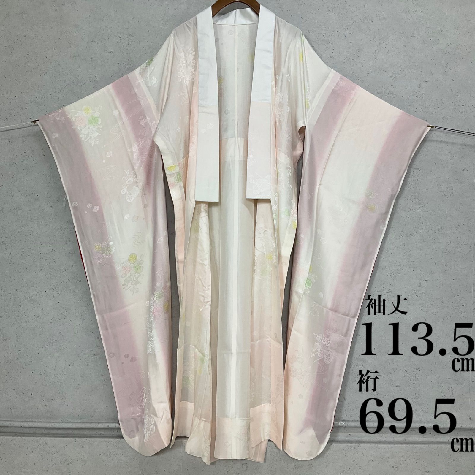 ◇kimono+one◇振袖長襦袢◇単衣◇正絹◇袖無双◇居敷当て付き◇衣紋