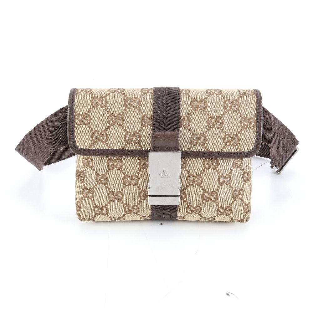 極美品 グッチ GGキャンバス 131236 レザー 2WAY ボディバッグ 斜め