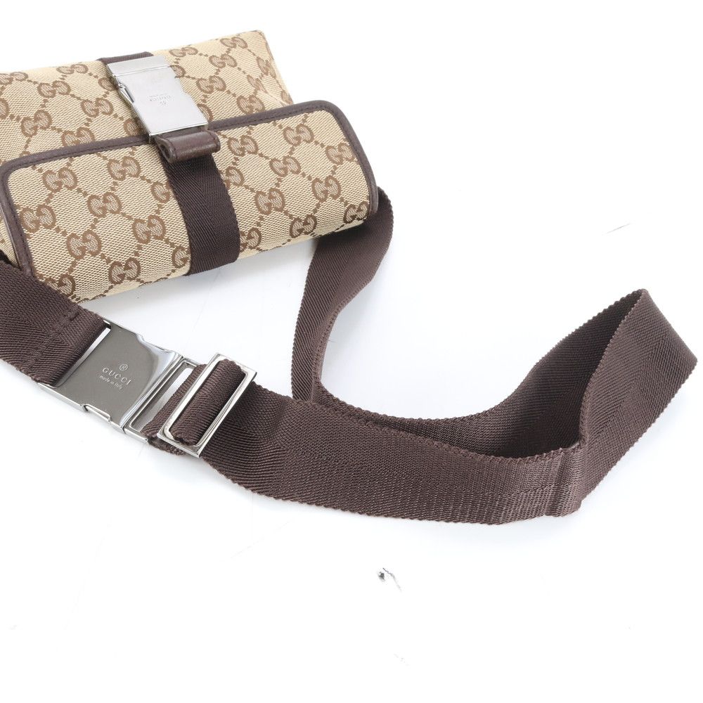極美品 グッチ GGキャンバス 131236 レザー 2WAY ボディバッグ 斜め