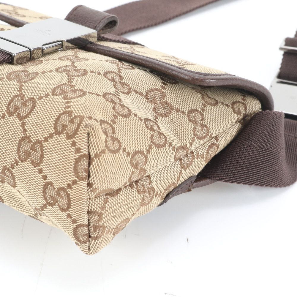 極美品 グッチ GGキャンバス 131236 レザー 2WAY ボディバッグ 斜め