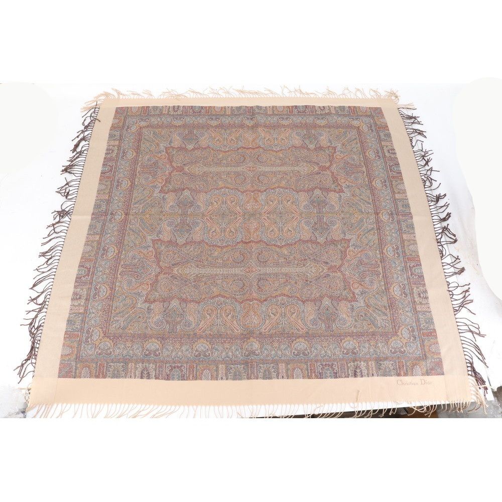 極美品 クリスチャンディオール タグ付 ペイズリー 大判 ストール