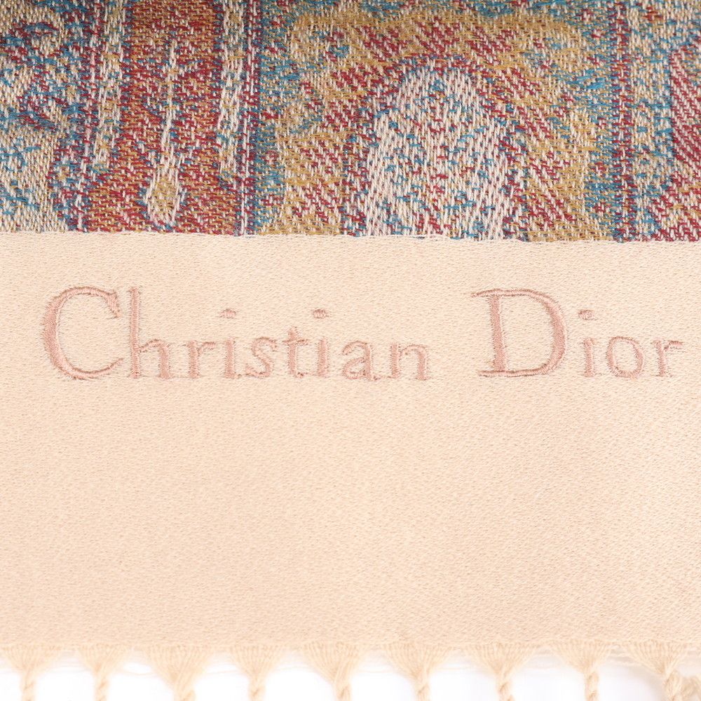 極美品 クリスチャンディオール タグ付 ペイズリー 大判 ストール