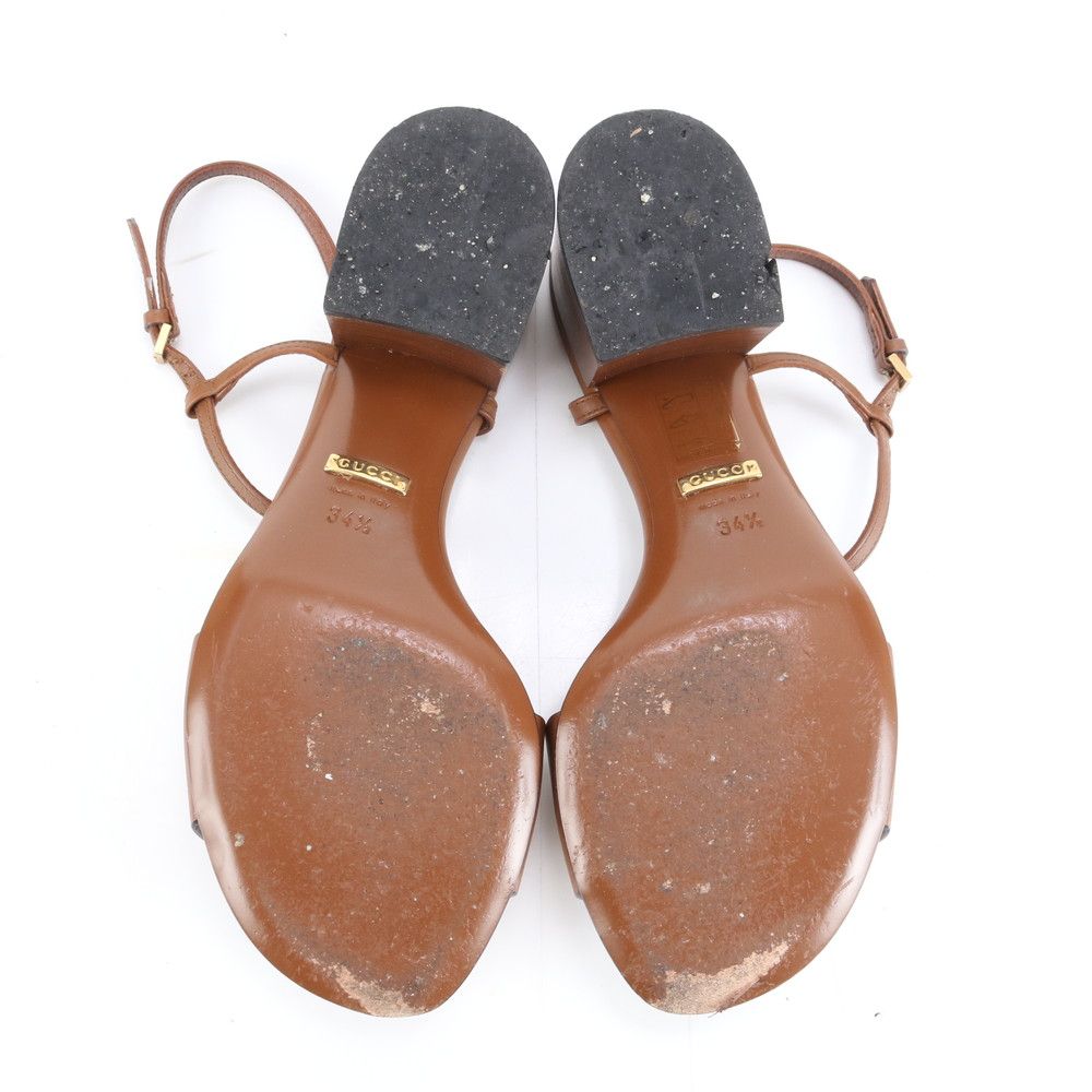 美品 グッチ ホースビット レザー アンクルストラップ サンダル ヒール