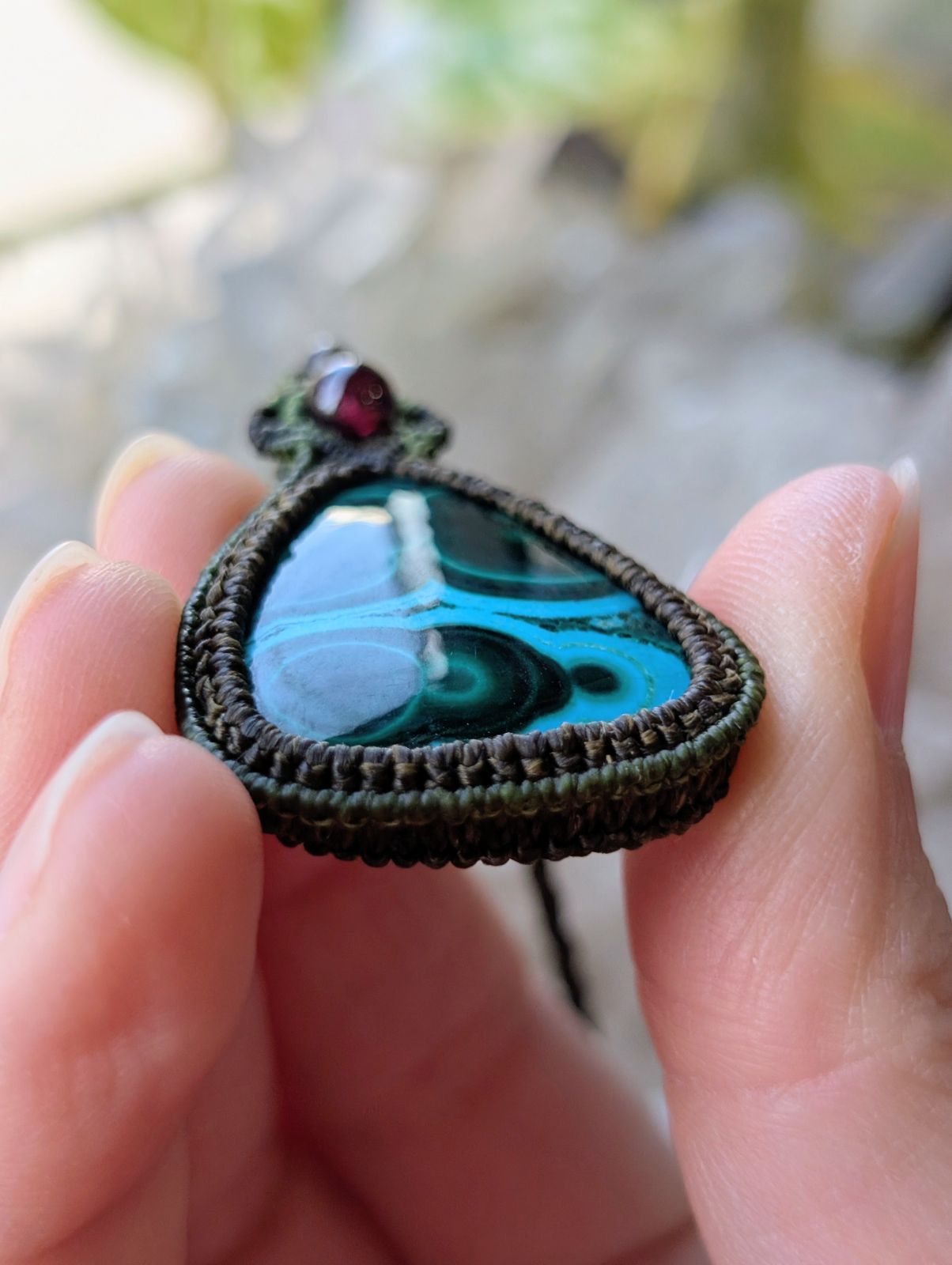 ☆マラカイトクリソコラ・クリソコラマラカイト☆マクラメ編み