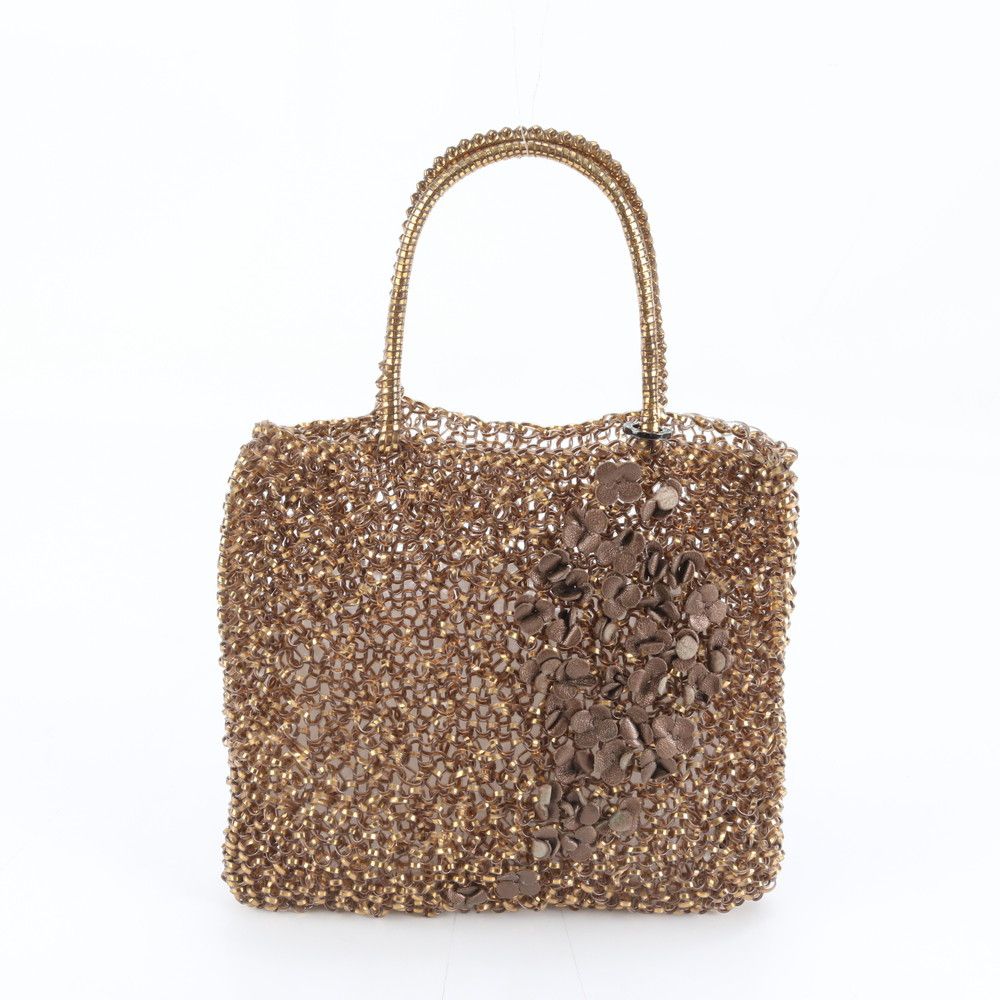 極美品 アンテプリマ ワイヤーバッグ フラワー モチーフ 編み込み  