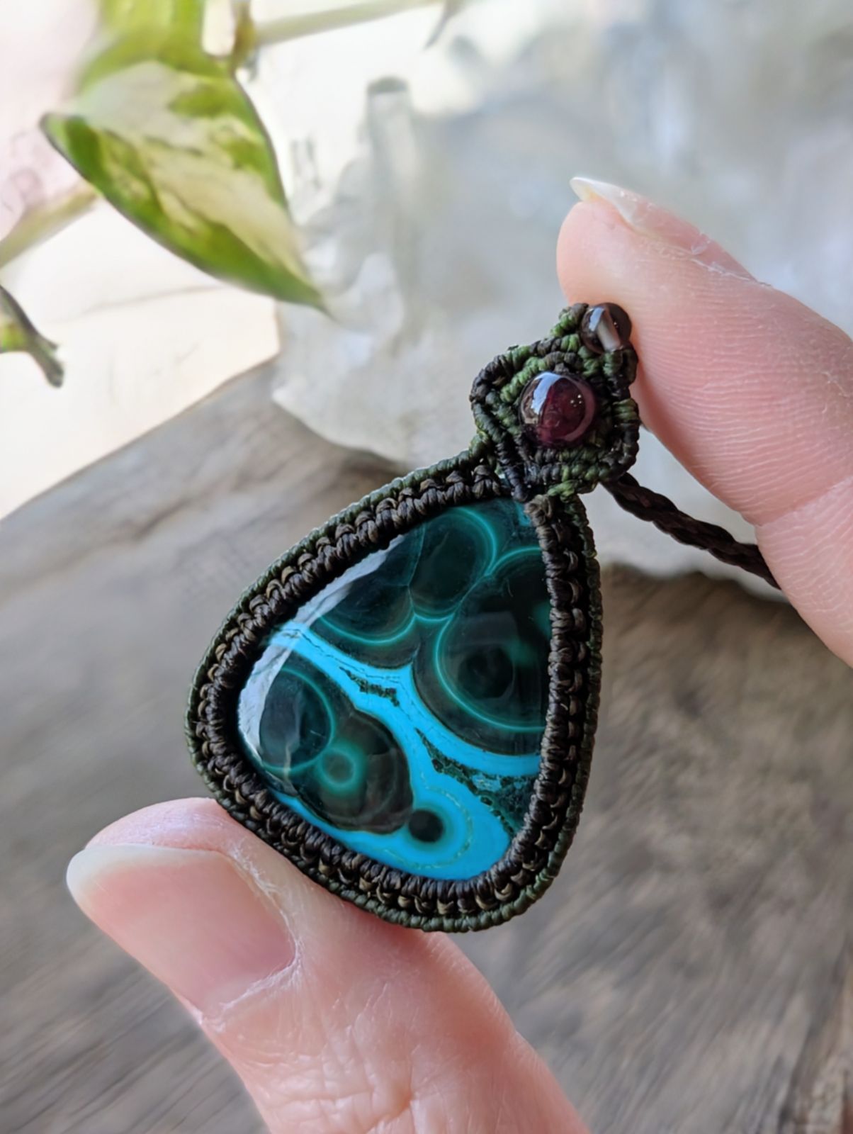 ☆マラカイトクリソコラ・クリソコラマラカイト☆マクラメ編み