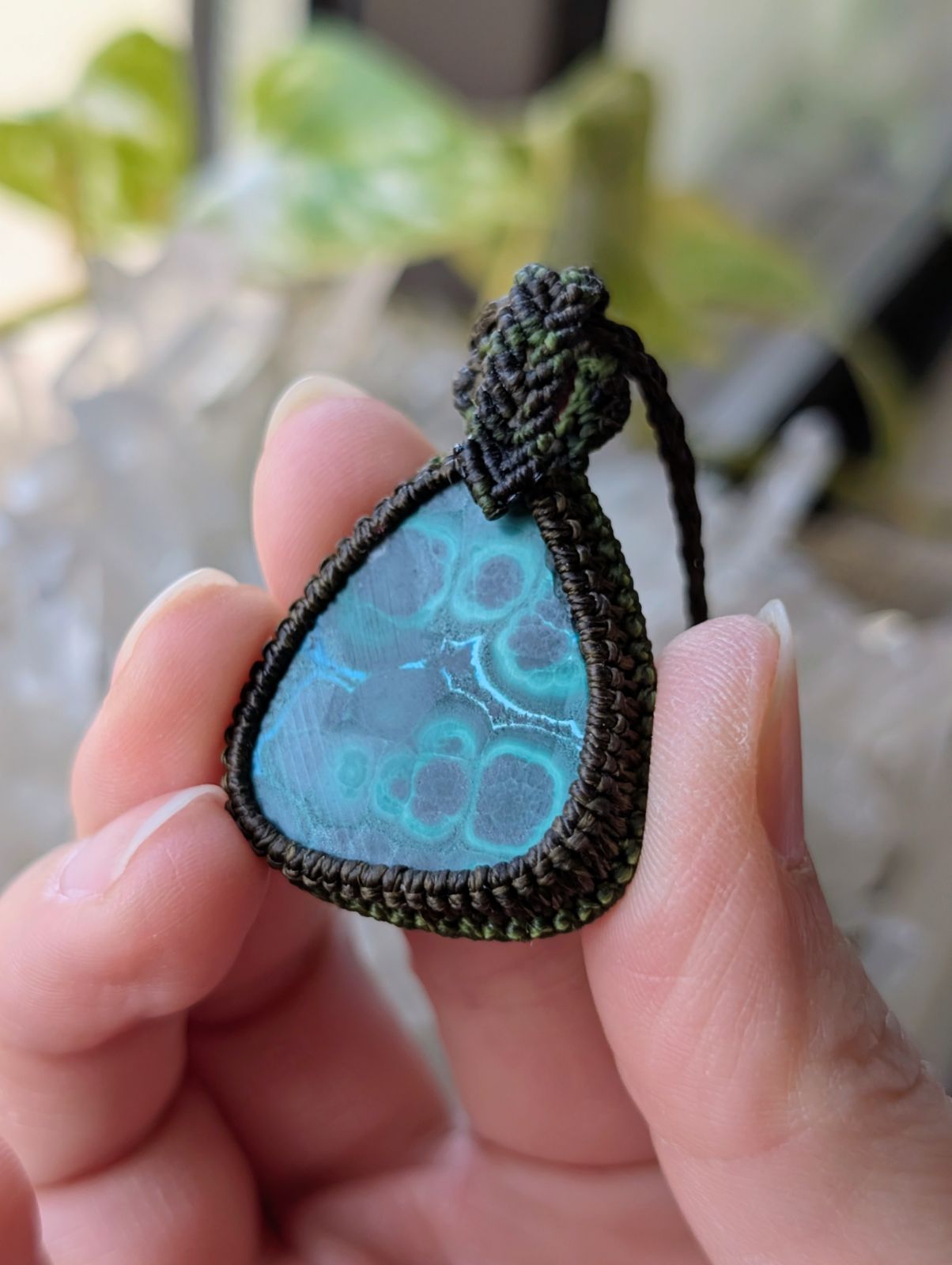 ☆マラカイトクリソコラ・クリソコラマラカイト☆マクラメ編み