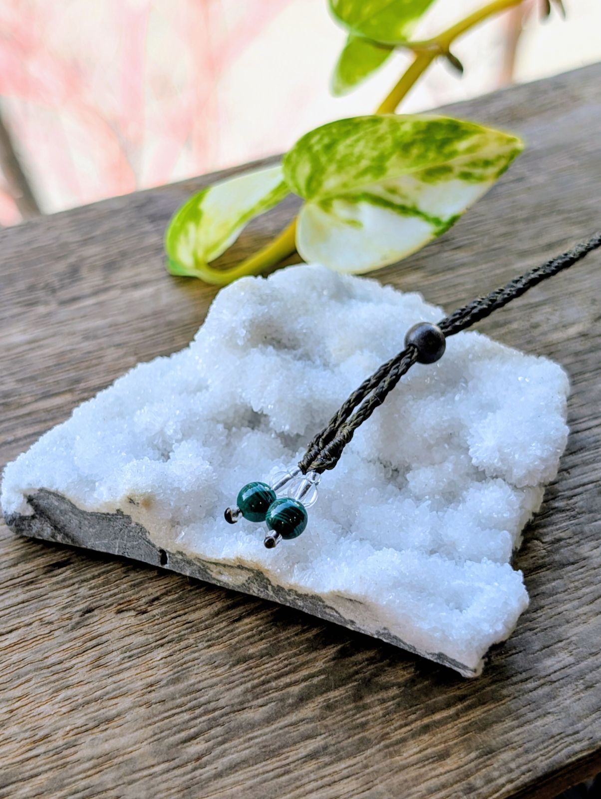 ☆マラカイトクリソコラ・クリソコラマラカイト☆マクラメ編み