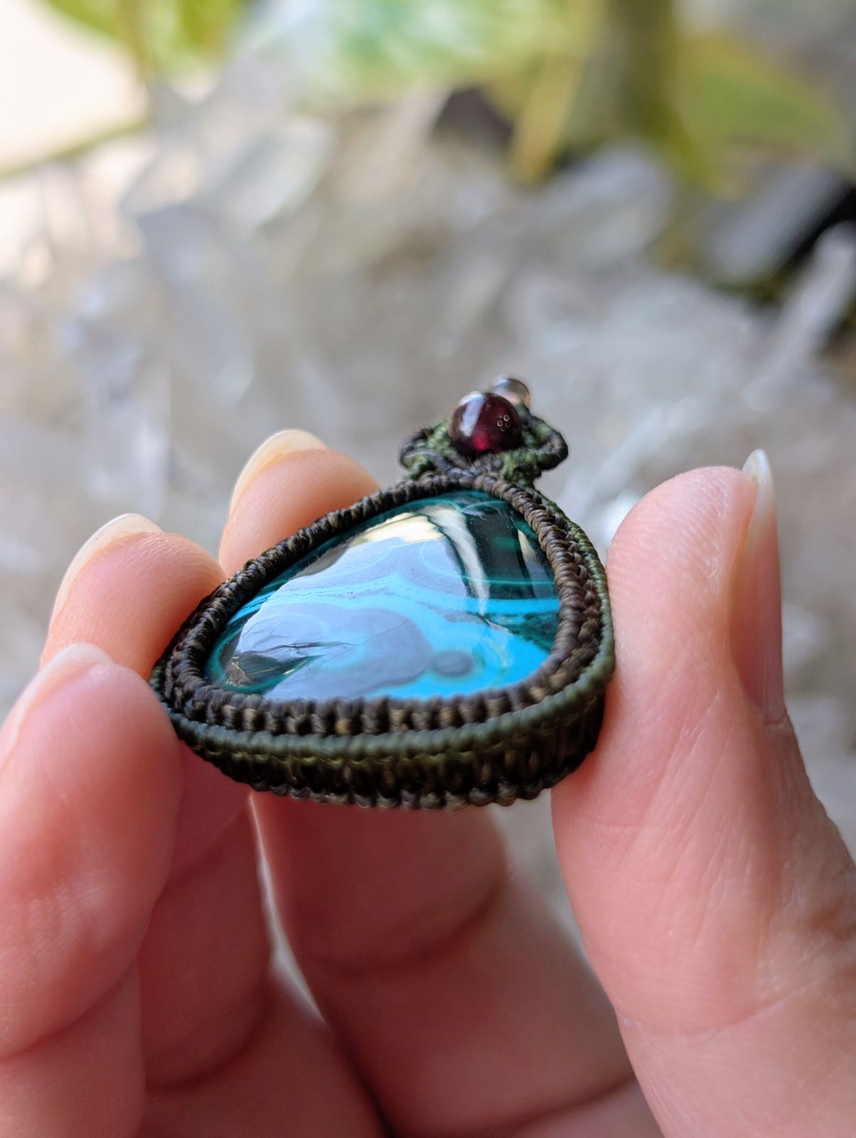 ☆マラカイトクリソコラ・クリソコラマラカイト☆マクラメ編み