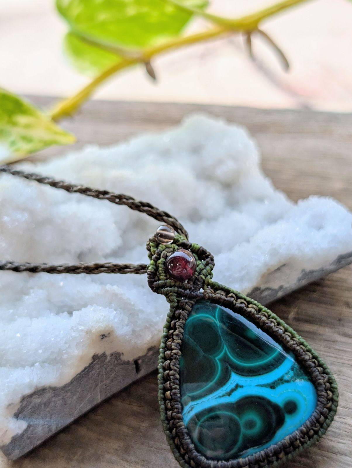 ☆マラカイトクリソコラ・クリソコラマラカイト☆マクラメ編み