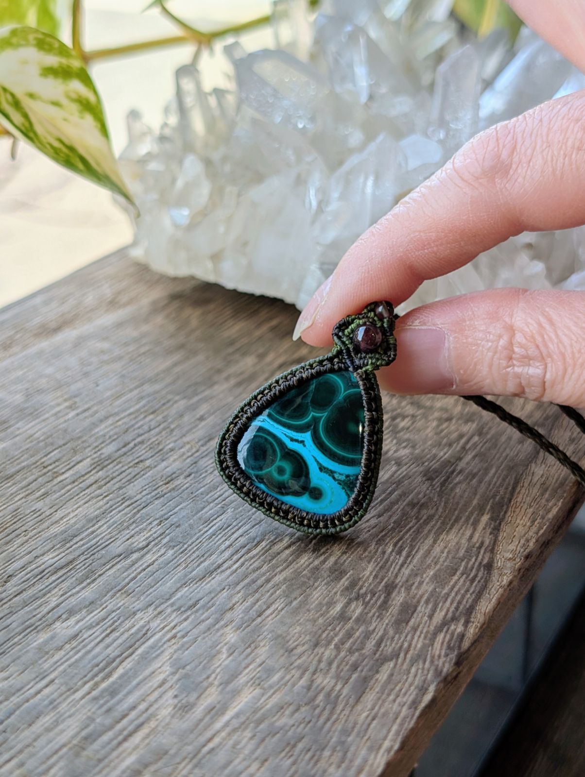 ☆マラカイトクリソコラ・クリソコラマラカイト☆マクラメ編み