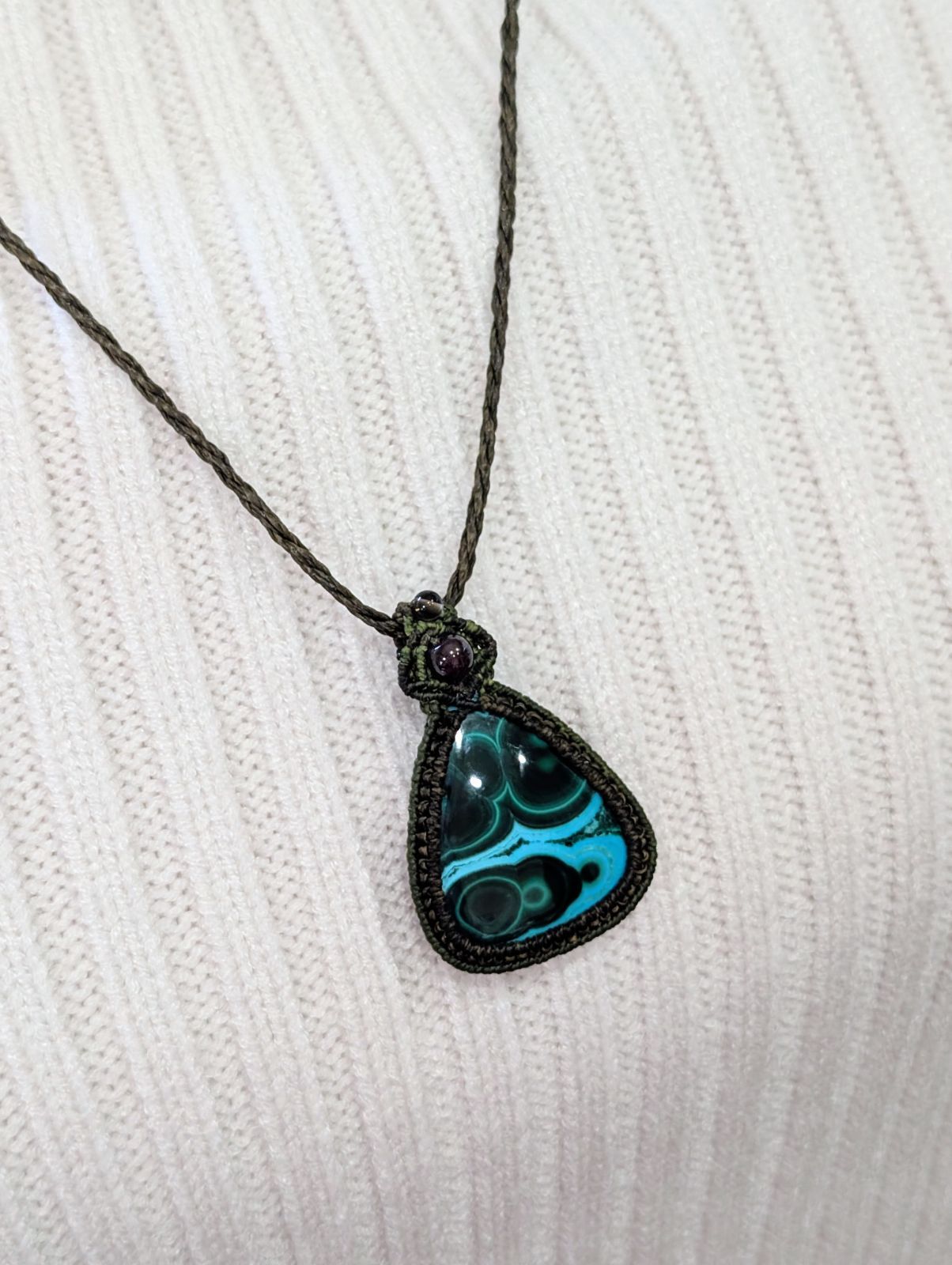 ☆マラカイトクリソコラ・クリソコラマラカイト☆マクラメ編み