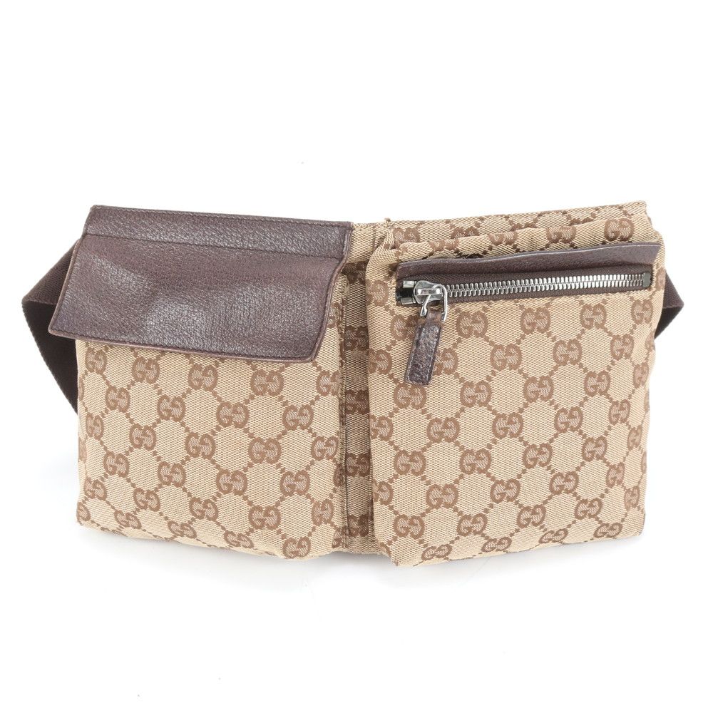✨美品✨ グッチ ボディバッグ GGキャンバス レザー ブラウン 28566 美品 グッチ GGキャンバス 28566 レザー 2WAY ボディバッグ 斜め掛け