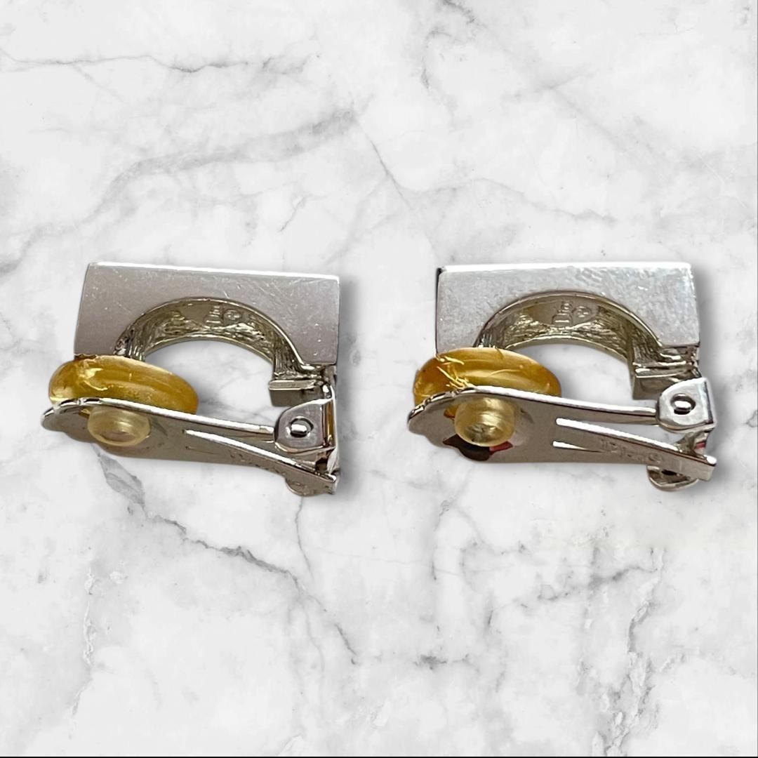 Dior クリップ イヤリング シルバーカラー ヴィンテージ ロゴ刻印