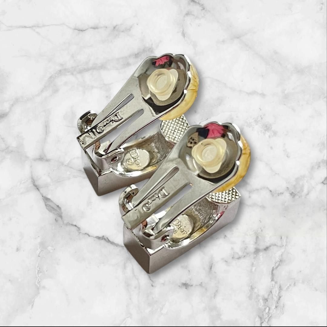 Dior クリップ イヤリング シルバーカラー ヴィンテージ ロゴ刻印