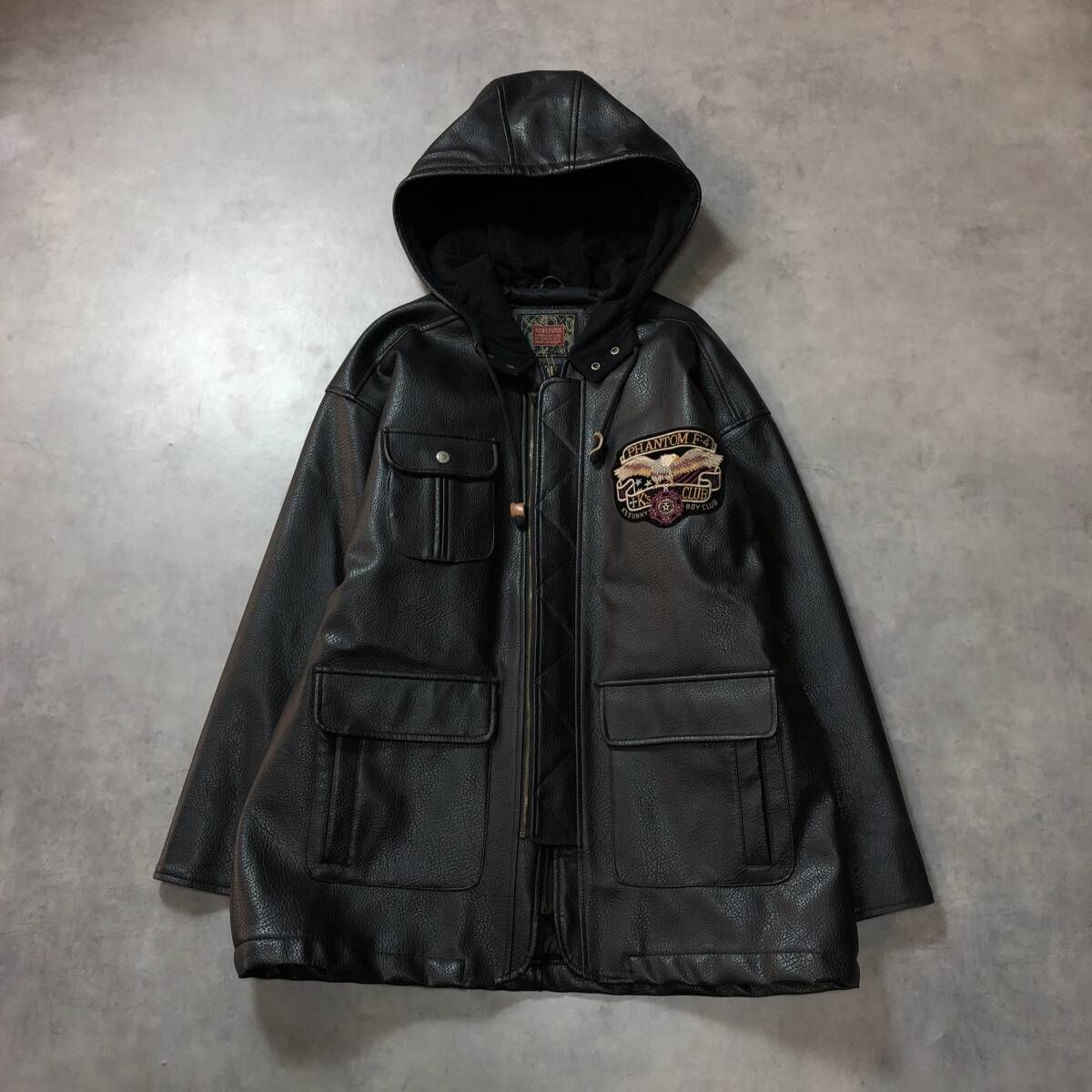 GQ4637◇NEWSPAPER : 80's‐90's フード付き レザージャケット TALON