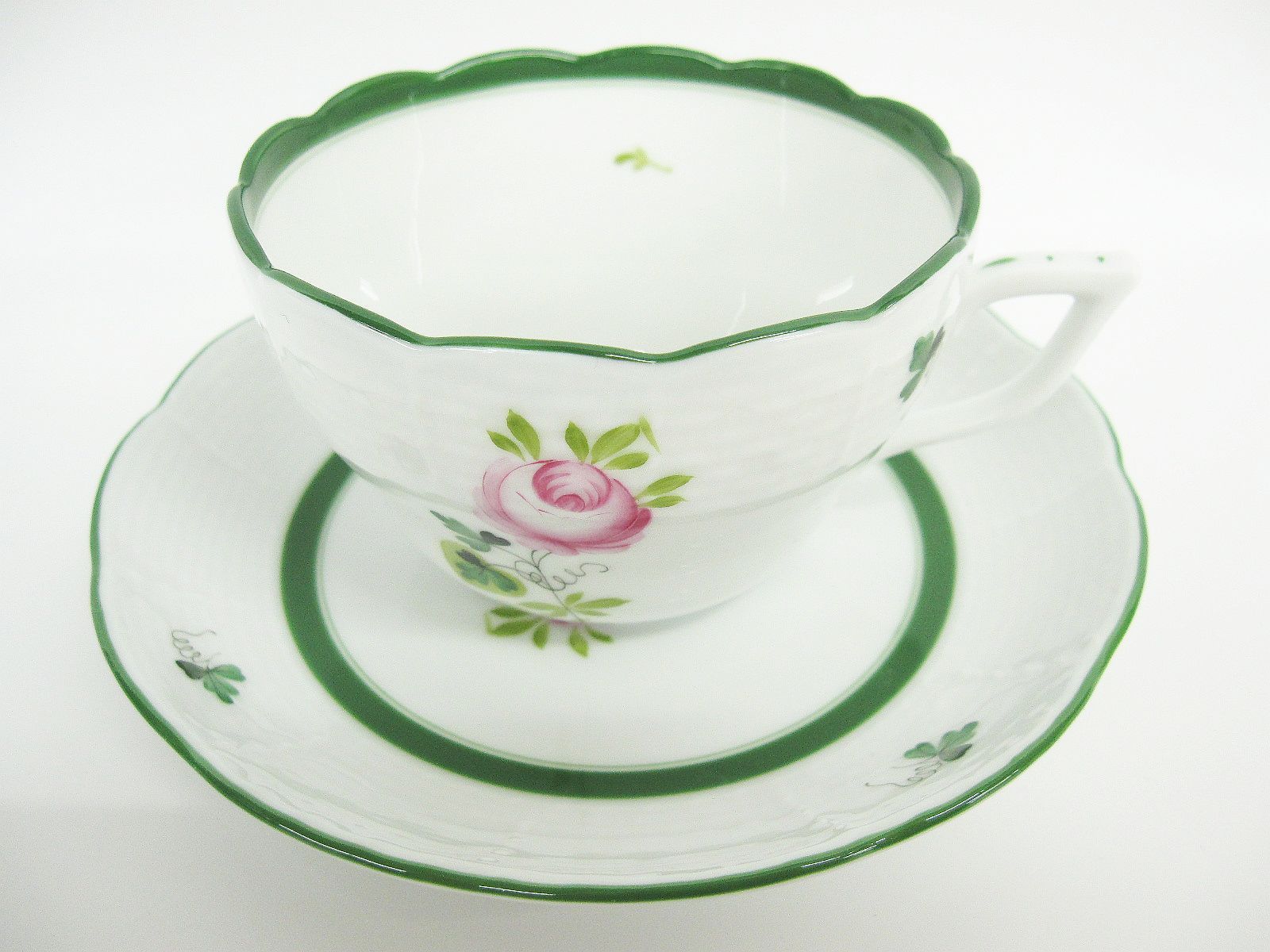 Herend ヘレンド ウィーンの薔薇 カップ＆ソーサー グリーン系 日0005 0128 1 3347
