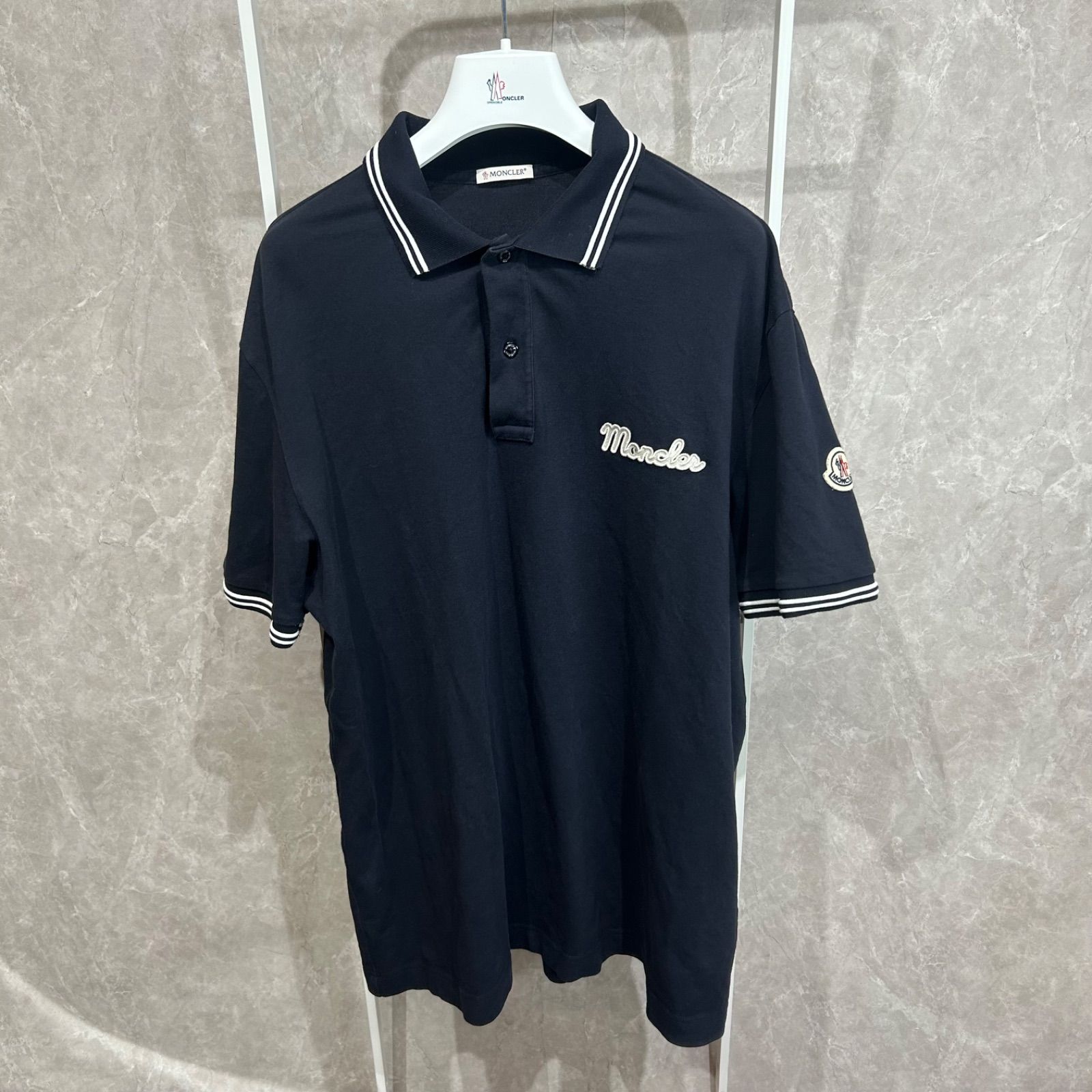 新作】 MONCLER モンクレール 半袖 ポロシャツネイビーM - メルカリ