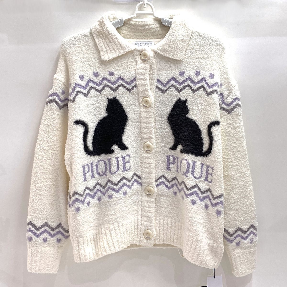 gelato pique ジェラートピケ CAT ジャガード衿付きカーディガン