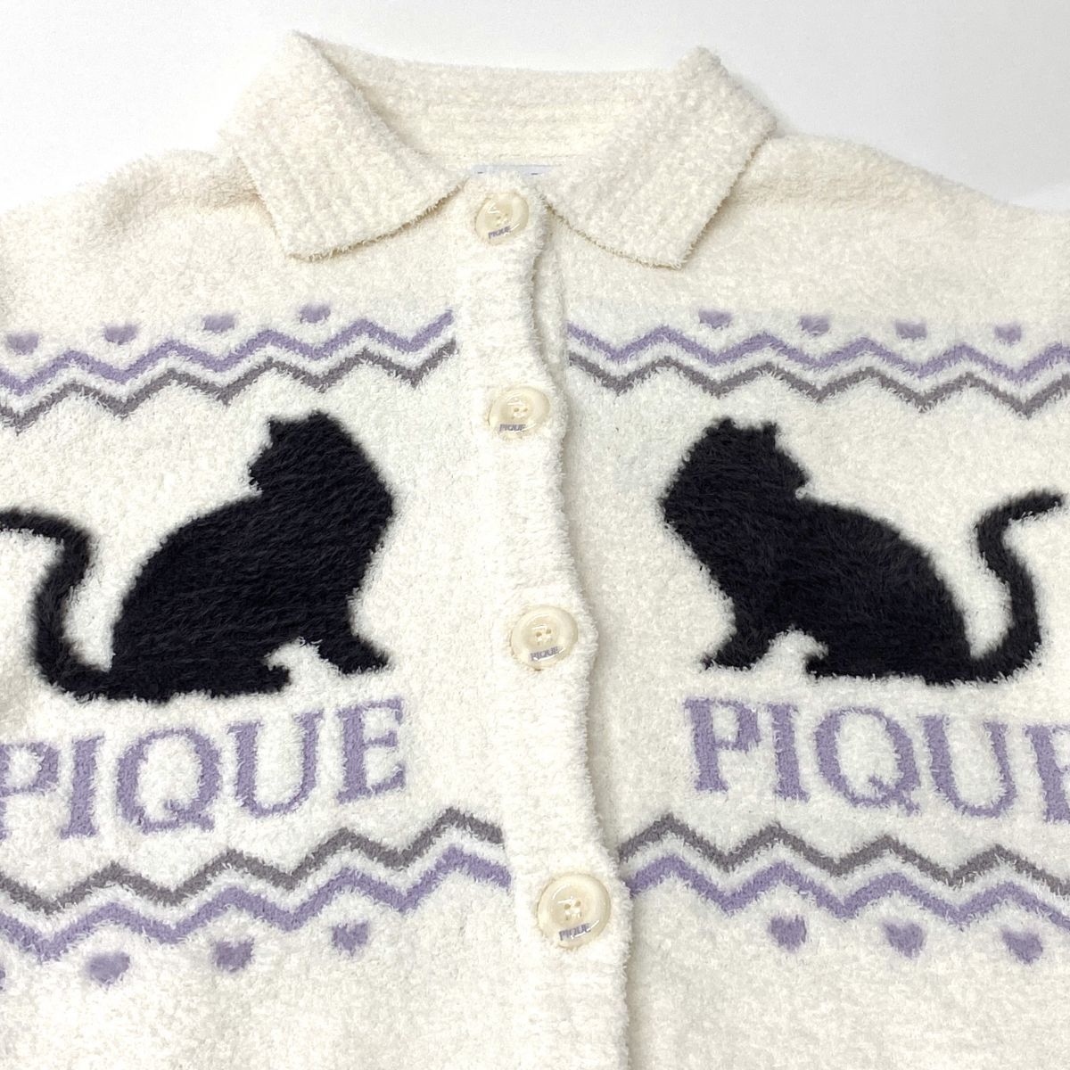 gelato pique ジェラートピケ CAT ジャガード衿付きカーディガン