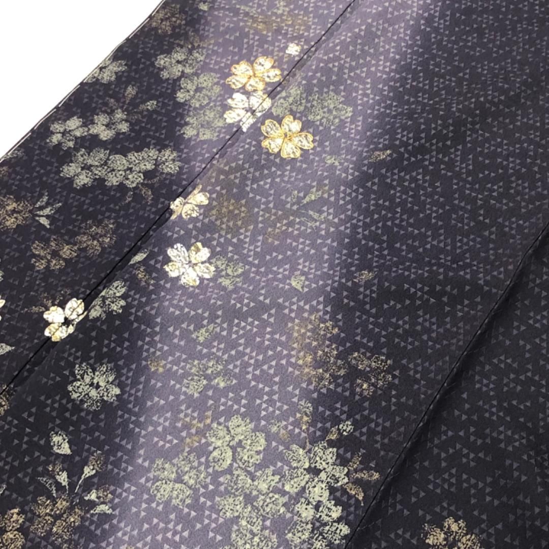 訪問着 桜の花模様 金駒刺繍 染分 褐色 トールサイズ ガード加工 K