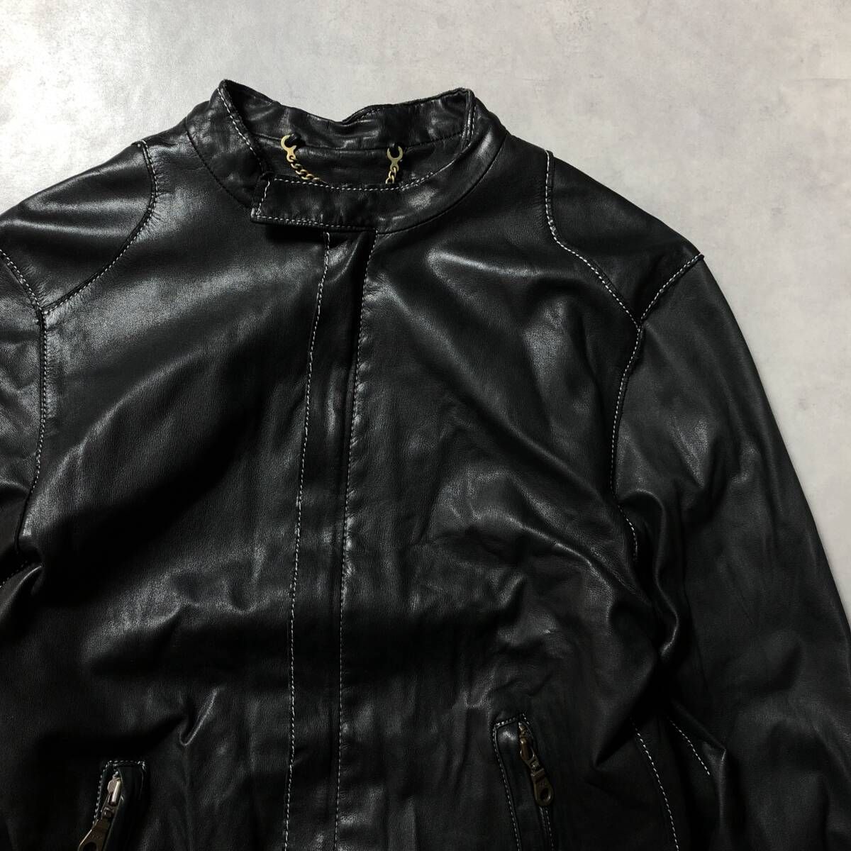 GQ4645◇Sisii：レザーシングルライダース◇M◇ブラック系 ジャケット