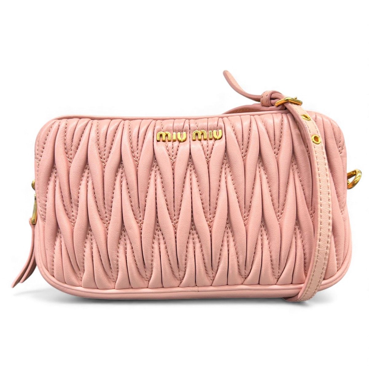 miumiu 美品 ミュウミュウ マテラッセ ギャザー 2way ショルダーバッグ 