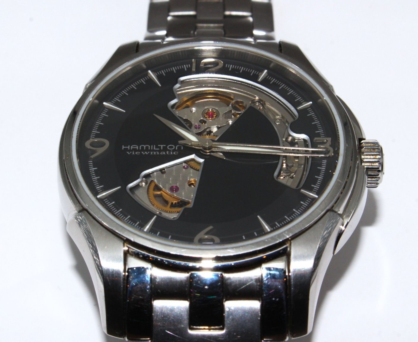  VRW 1551 時計 HAMILTON ハミルトン H325650 ジャズマスター BK文字盤 メンズ 自動巻き 腕時計 稼働品 ブルゾン 自動巻き時計 腕時計(アナログ)