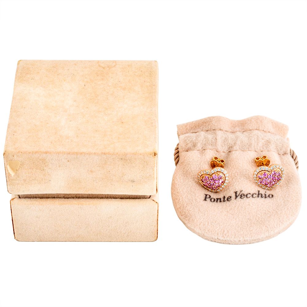 ポンテヴェキオ Ponte Vecchio ハート ピアス サファイア 計1.24ct