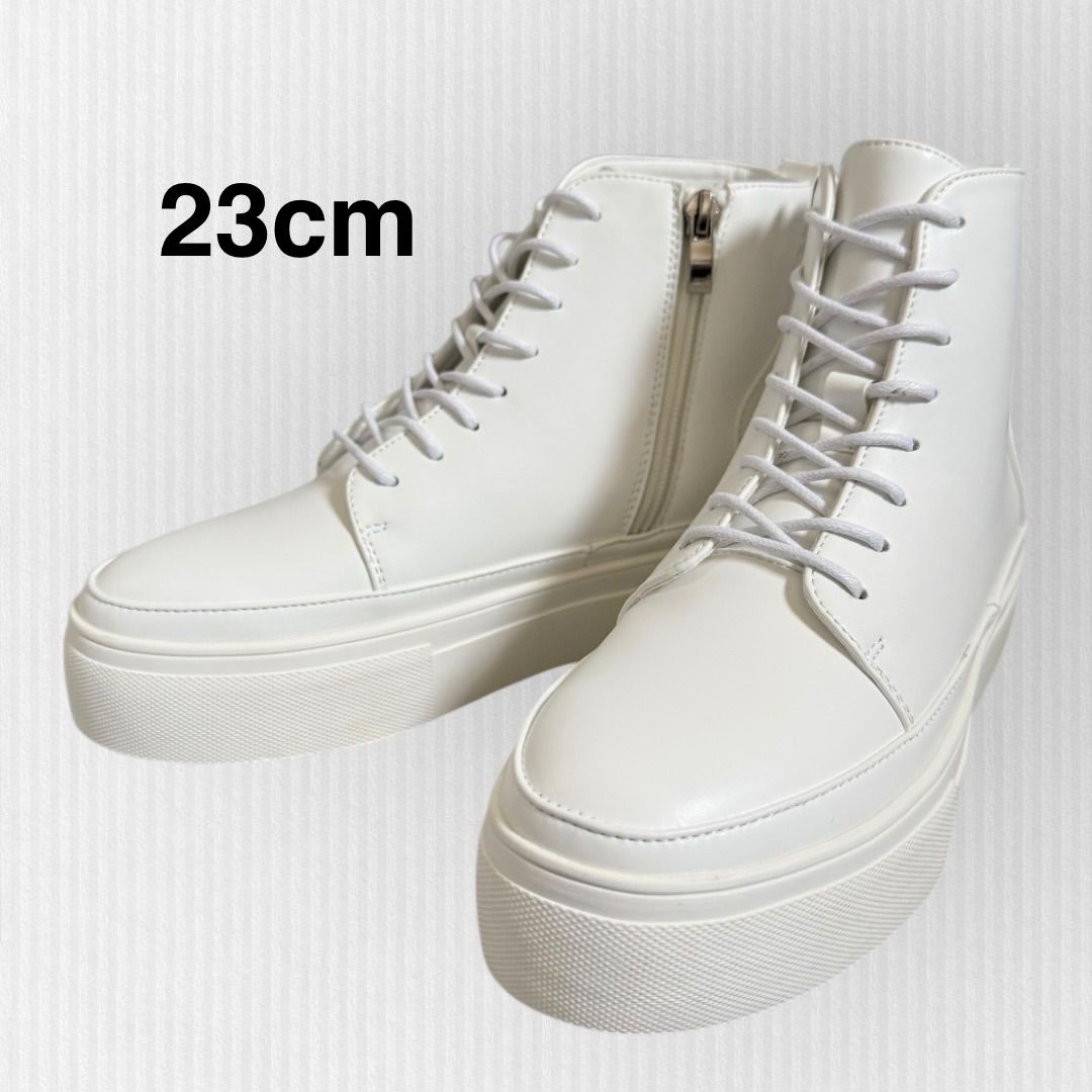 美品】ビアズリー 23cm レースアップライトシューズ 厚底 ショート