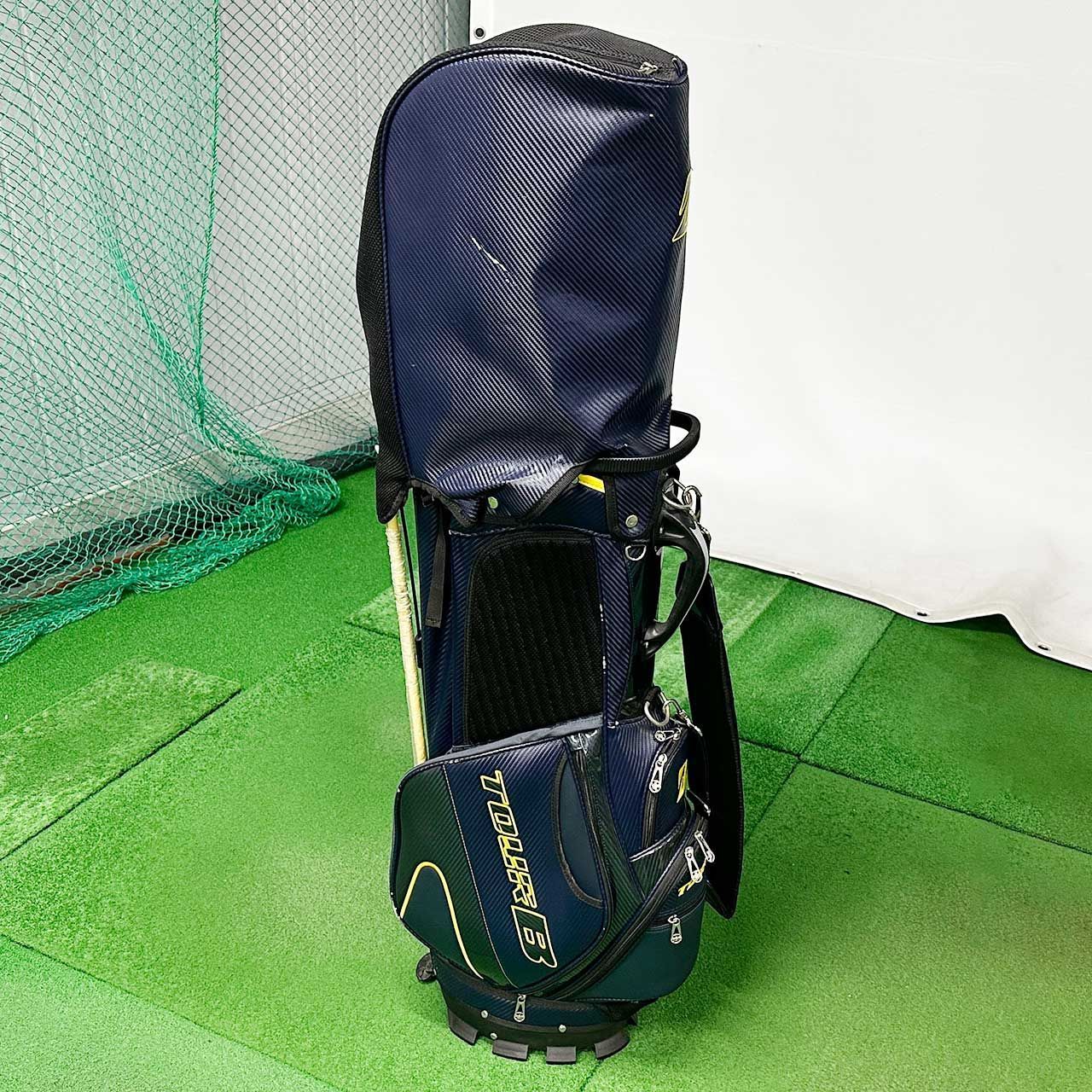 セルフスタンド一体型 ブリヂストン TOUR B キャディバッグ 9 5型 ネイビー クラブケース内蔵 モデル